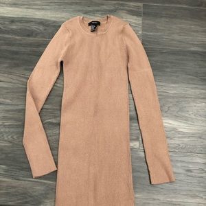 Nude knit bodycon mini dress